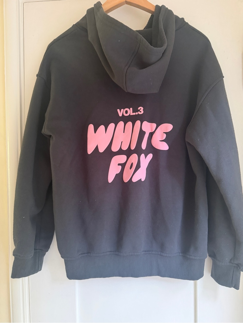 White Fox Vol.3 Black Hoodie with Pink Logo